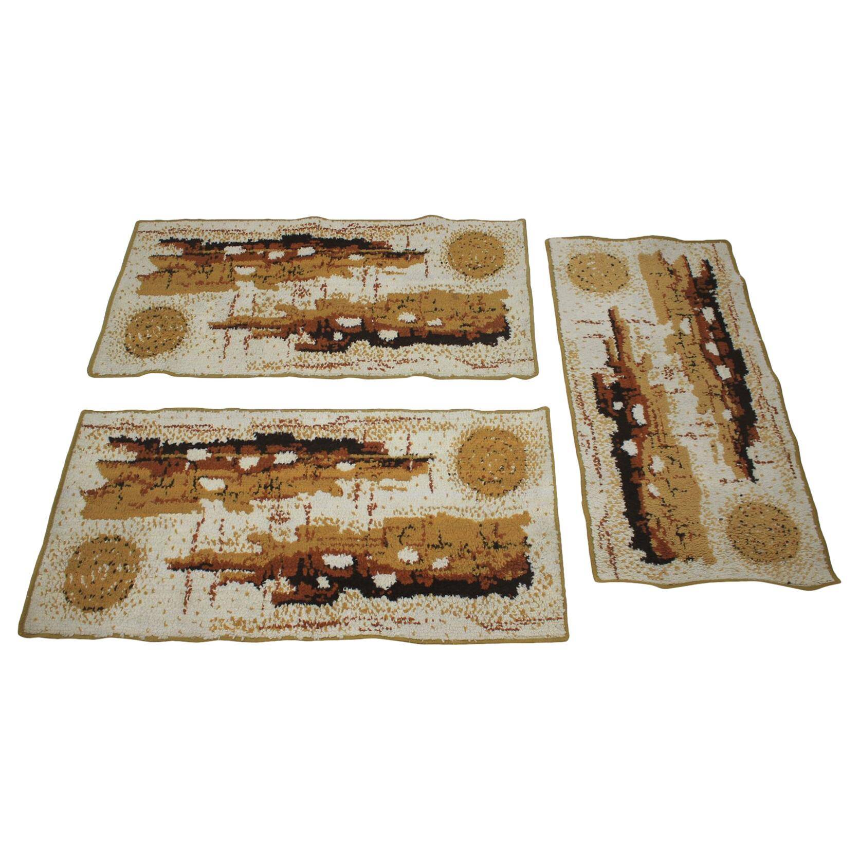 Set of three retro design red carpets, 1980s