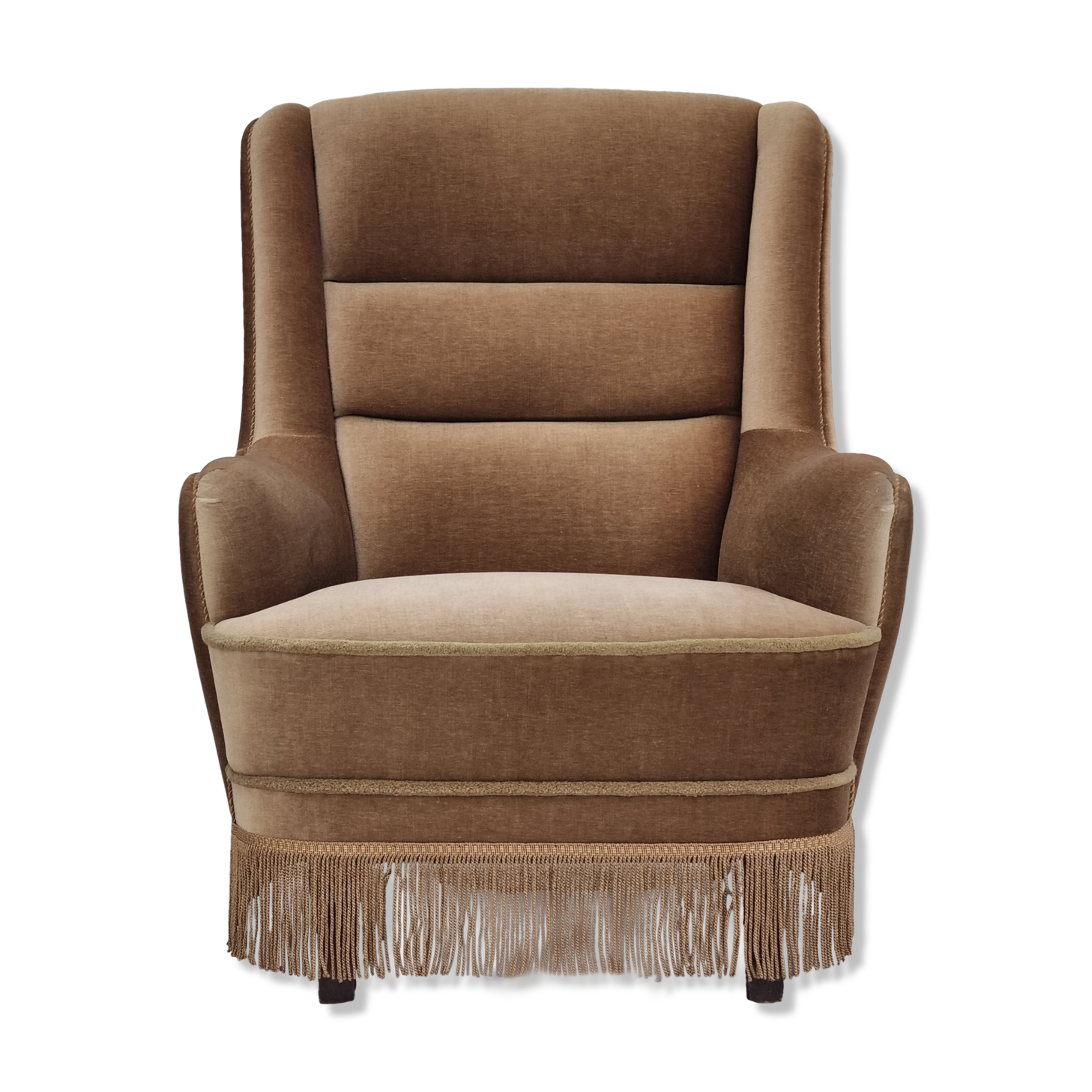 1960s, Danish high back armchair, original upholstery, green velour