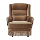 1960s, Danish high back armchair, original upholstery, green velour