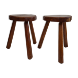 Pair of elm tripod stools