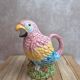 Multicoloured parrot jug in slipware – vintage earthenware