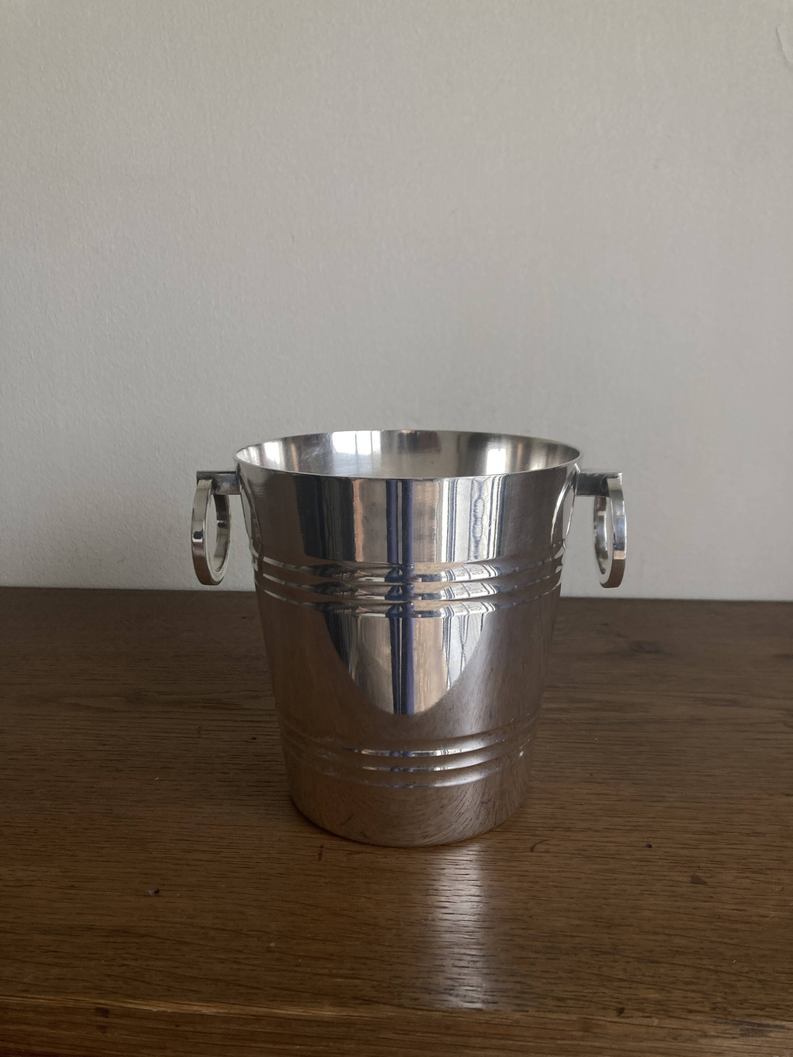 Modernist silver metal planter, 1950s