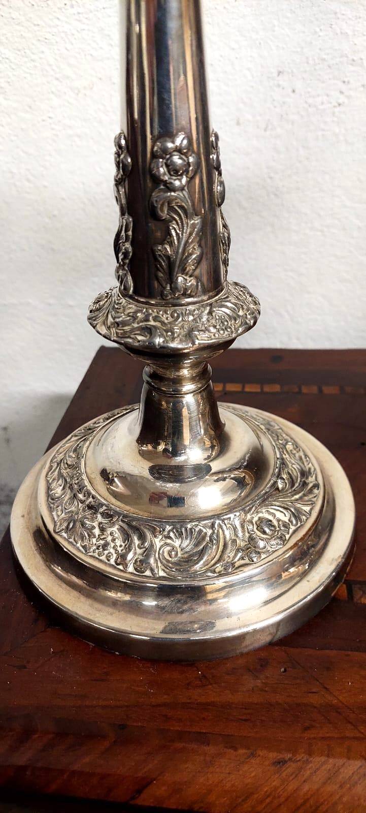 Pair of antique silver candelabras, first half of the 20th century