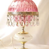 Glass and crystal pink boudoir grapevine lamp