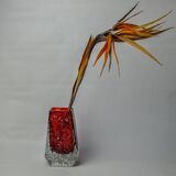 Red Sommerso ice effect vase by Seguso, Murano, Italy, 1970