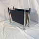 Leather and chrome magazine rack Italy