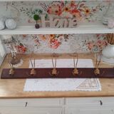 Wall coat rack 6 brass patères form mascarons