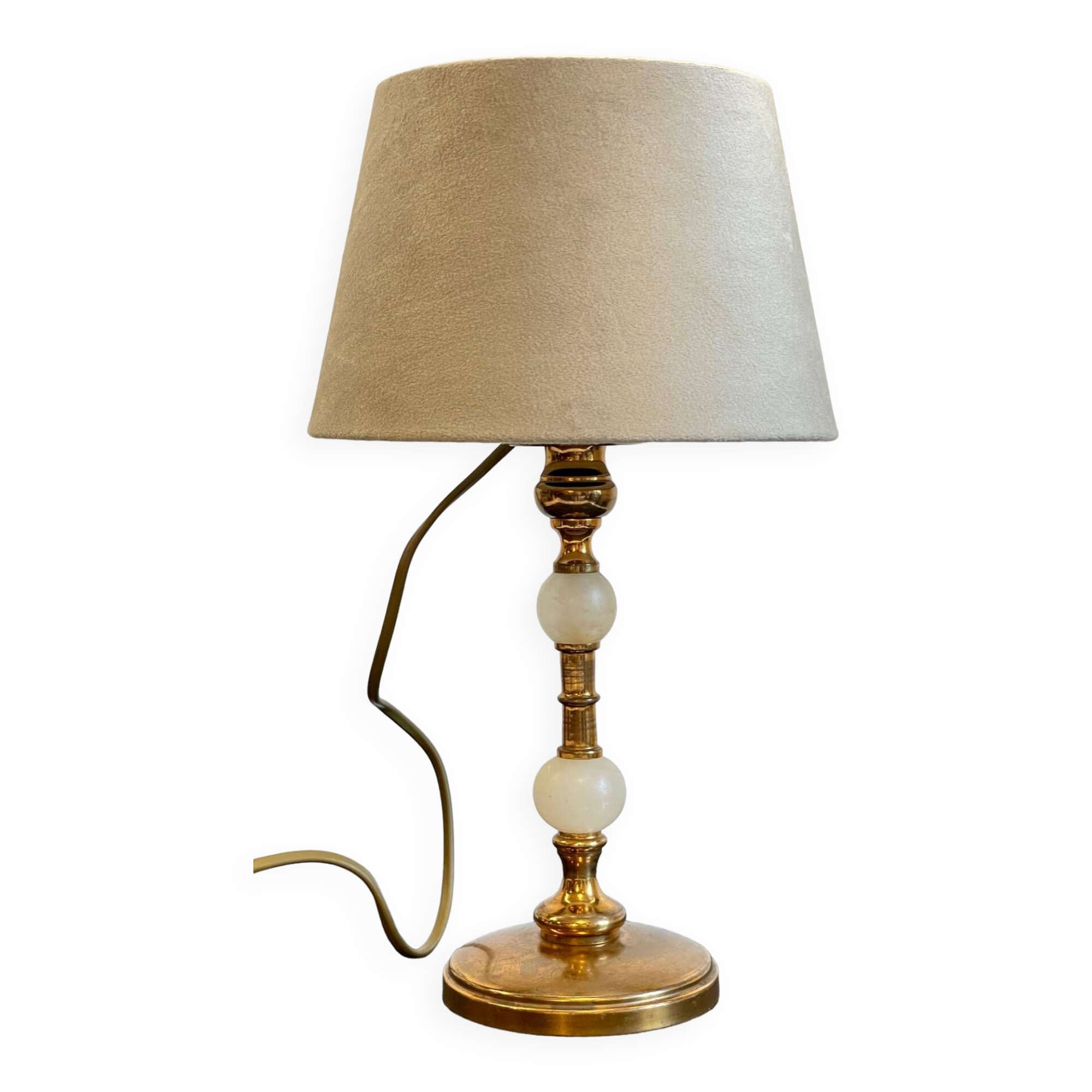 Vintage marble and velvet metal lamp