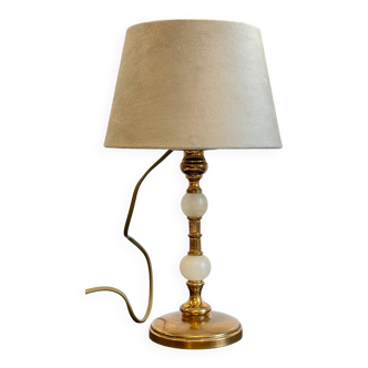 Lampe en métal marbre et velours vintage