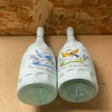 Pair of old glass bottles decor moustiers 18th century vintage kitchen