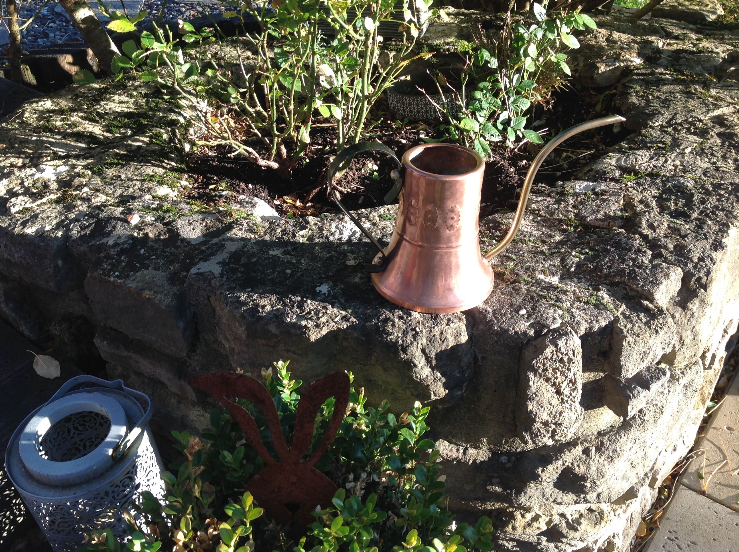 Brushed red copper watering can vintage 60s/70s