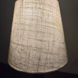 Élégante petite lampe en bois massif sculptée – abat-jour en tissu lin