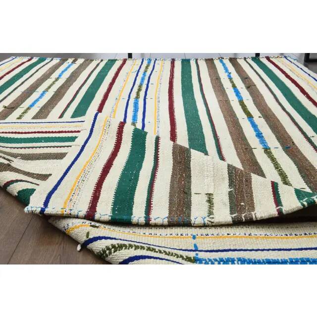 Vintage Turkish Oushak Handmade Wool Cotton Beige Area Rug 150x227