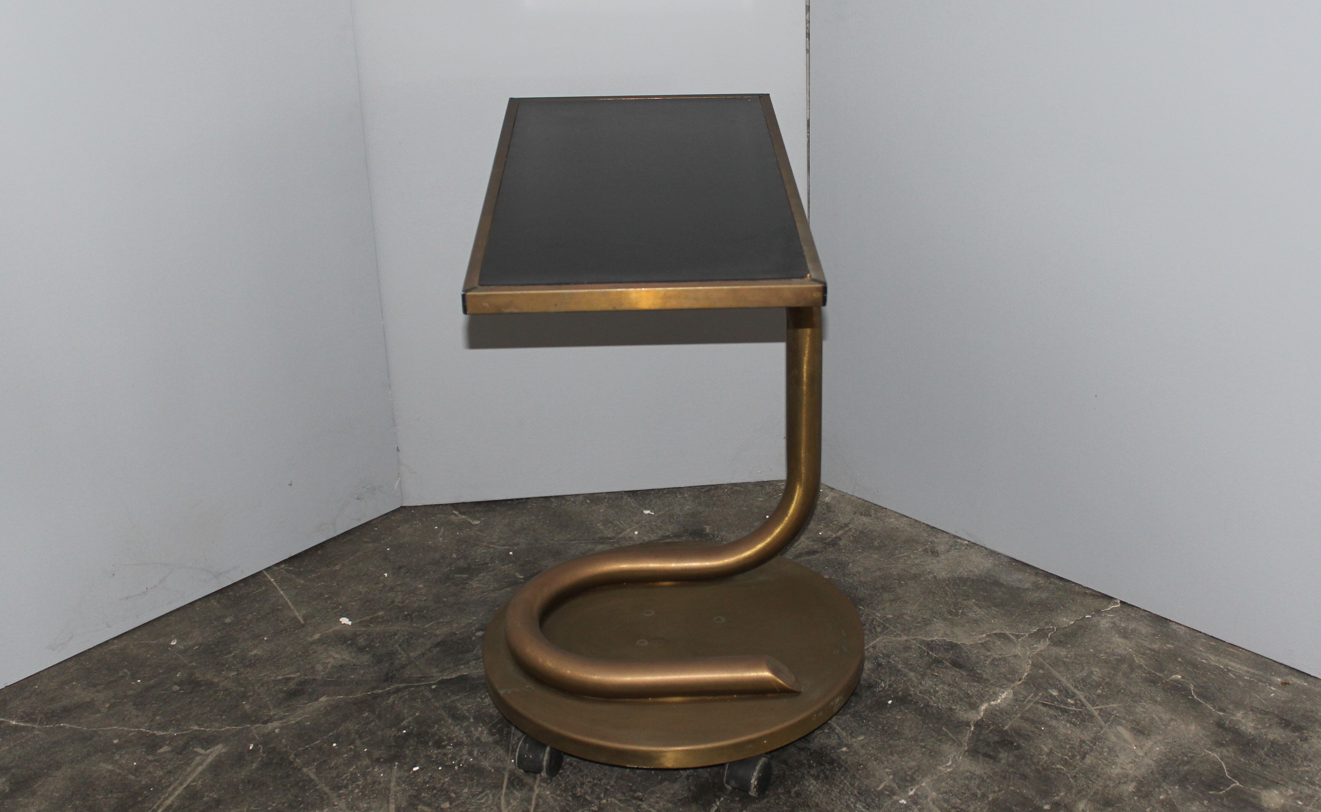 Italian brass and black laminated trolley