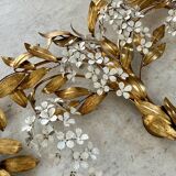 Old and large golden wall lamp Hans Kögl design from the 60s clusters of flowers