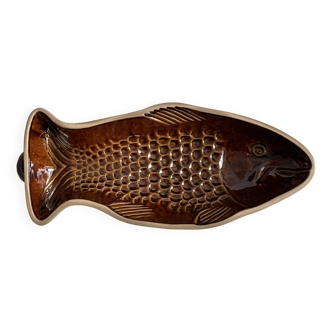Old dish - ceramic terrine, organic fish shape.