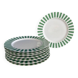 Set of 8 large Guy Degrenne flat plates, vintage green pareo model
