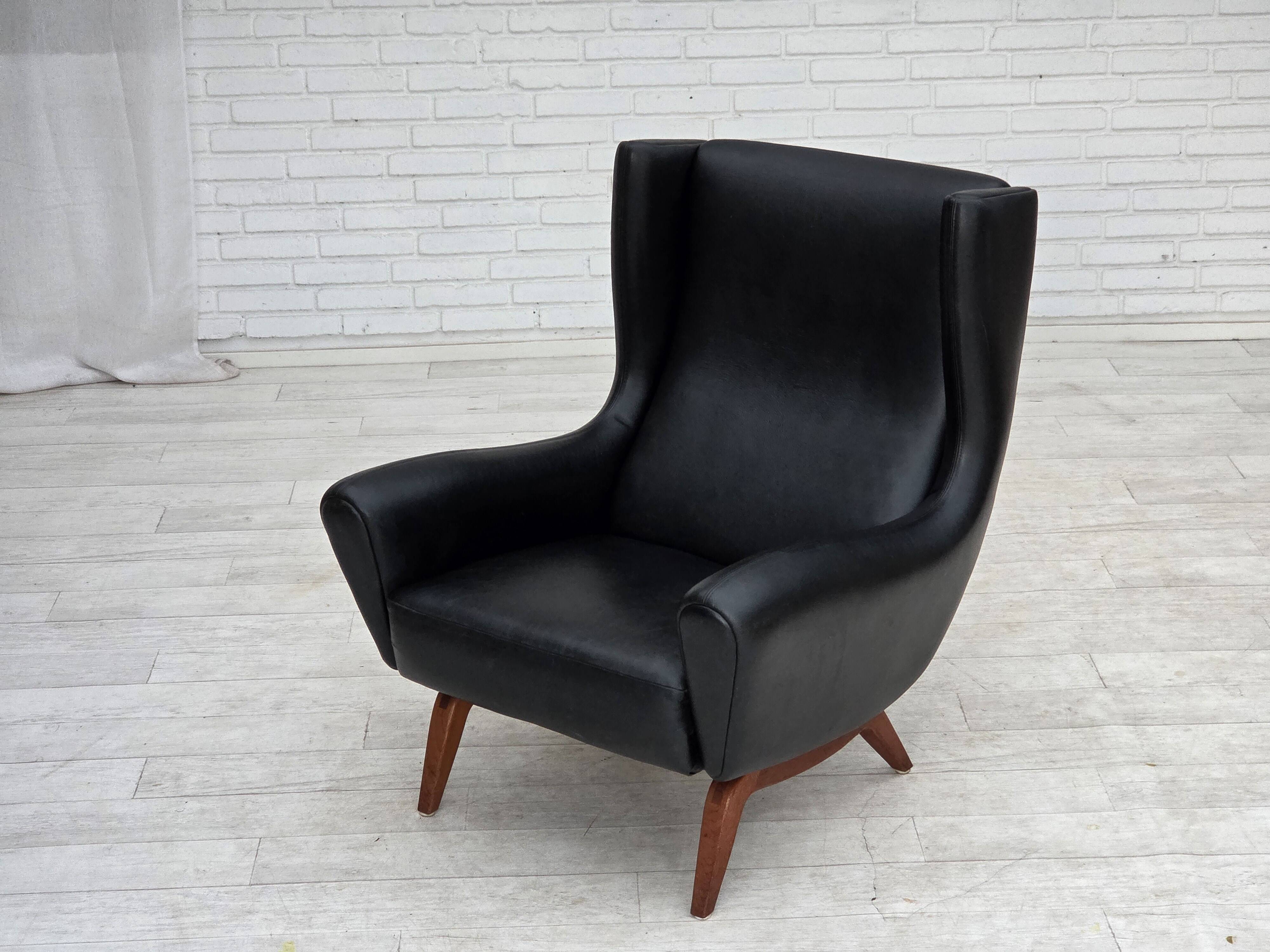1960s, Danish design by Illum Wikkelsø, armchair, model 110, leather, teak.
