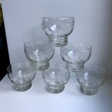 Set of 6 crystal champagne glasses engraved 50s-60s