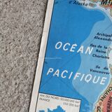 Vintage North America / Asia school physical map.