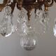 Large French Art Nouveau Acanthus 6 Light Bronze & Crystal Cage Chandelier