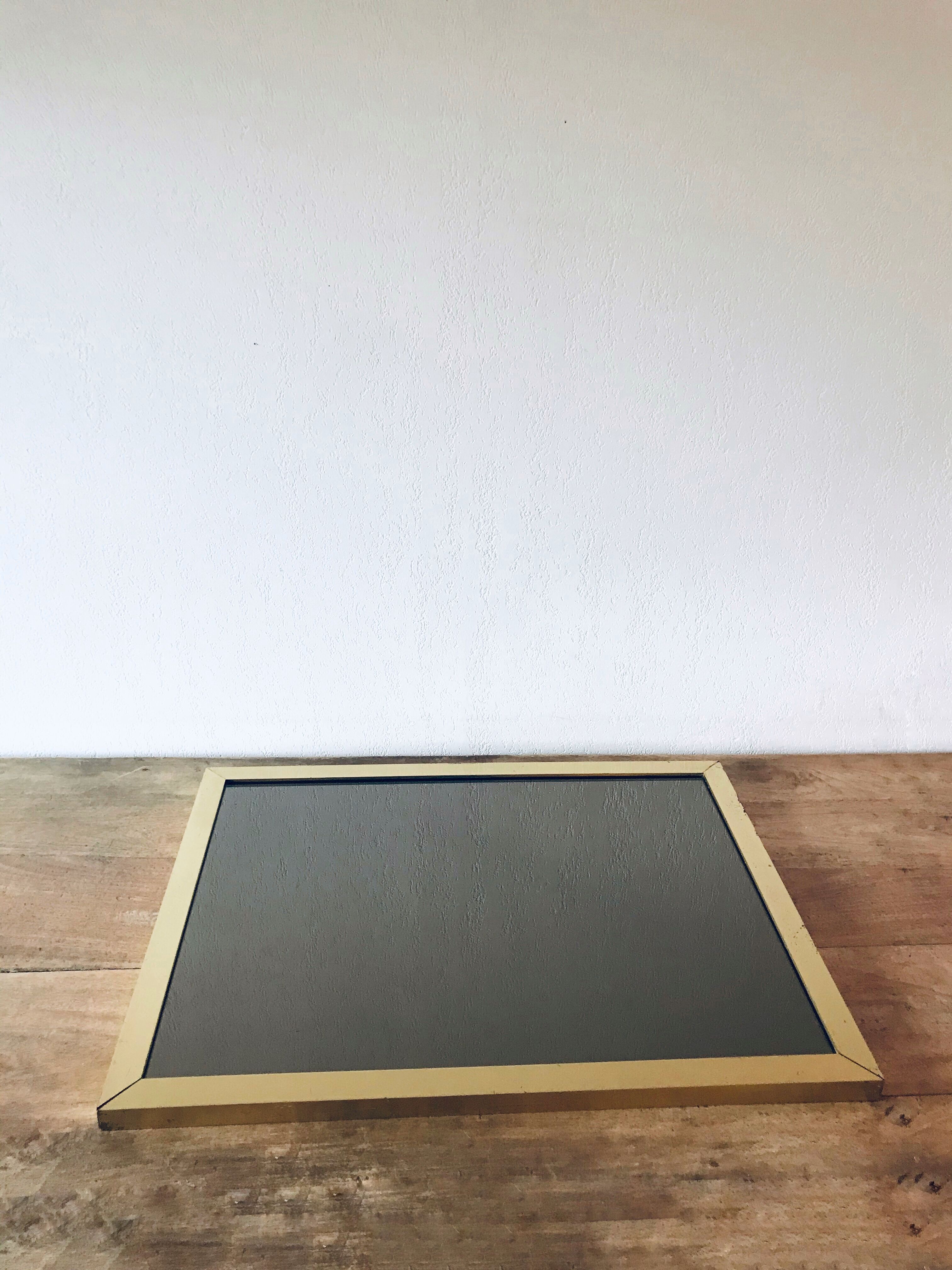 Italian brass mirror and smoked glass - 90x70cm