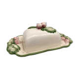 Slurry butter dish, with radish drawings. Signed "FG"
