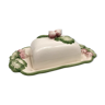 Slurry butter dish, with radish drawings. Signed "FG"
