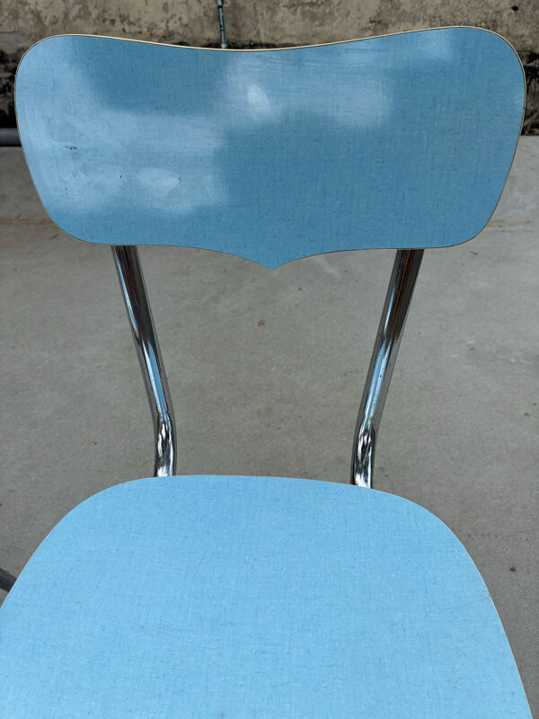 Paire de chaises en Formica bleu « Peugeot »