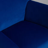 Italian vintage mid century modern blue velvet armchair 60