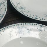 Three soup plates in opaque iron earth porcelain Moustier cluny KG model Victoria