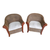 2 contemporary rattan armchairs