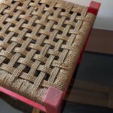 Vintahe stool in wood and rope for children