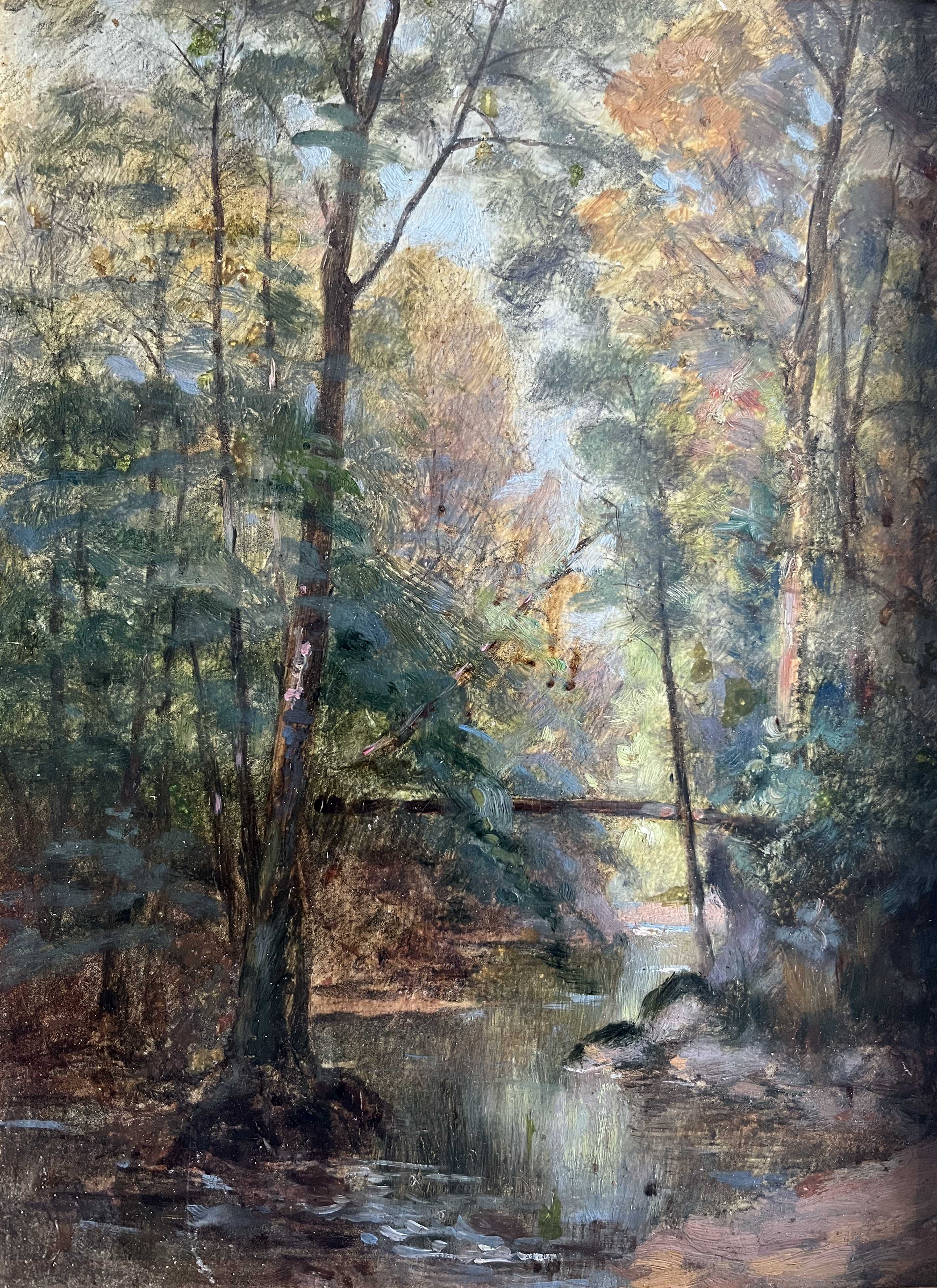 Tableau HSP "Underwood Landscape" Paul Bruet (Montbéliard) around 1900