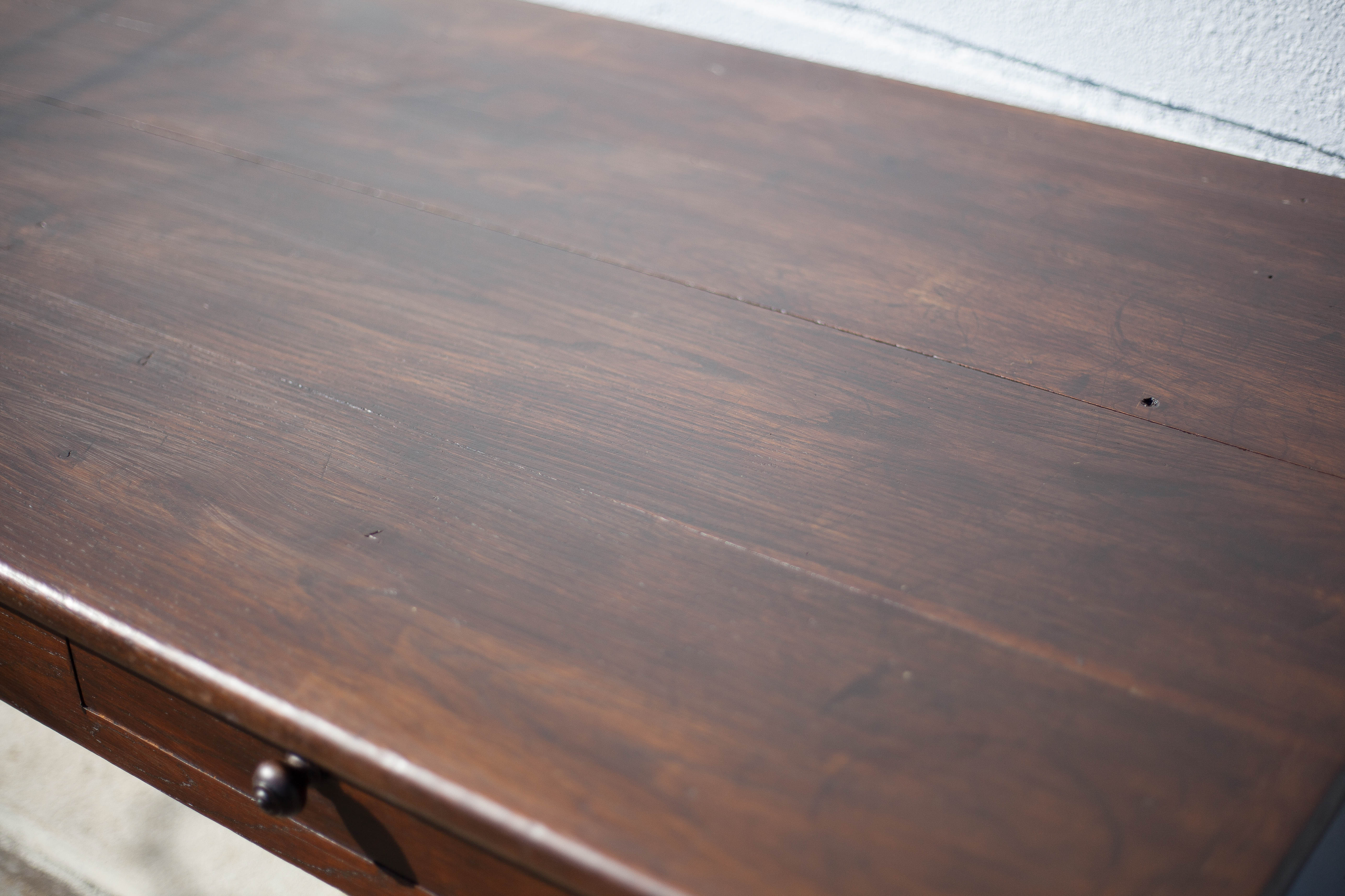 Farm table pear wood, old wood table, table 2 drawers, kitchen, countryside, chalet