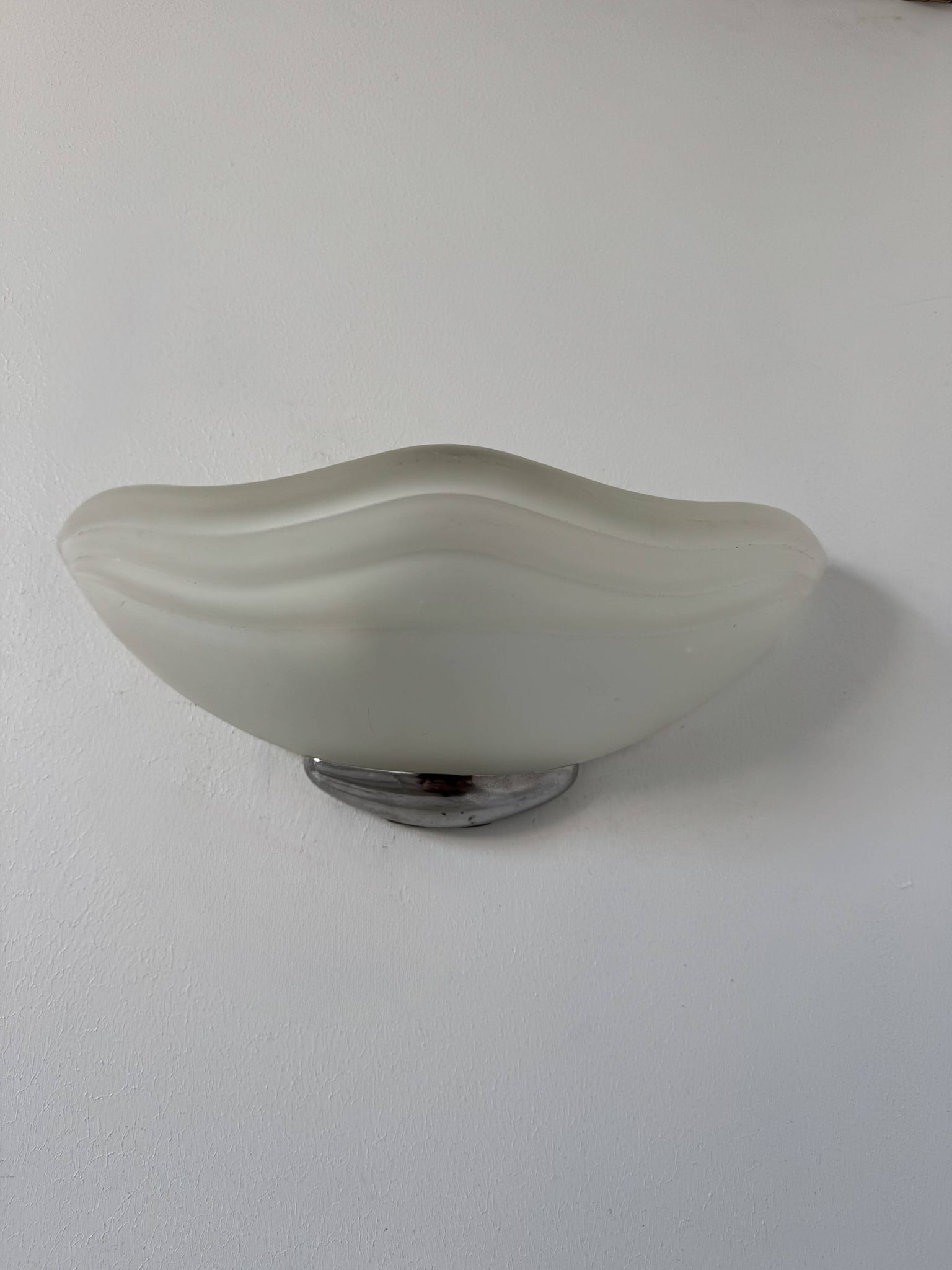 Pair of vintage chrome and sandblasted glass wall lights, Italy, 1970s