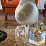 Briquet de table en lucite transparent de l'ère spatiale, Italie des années 1970