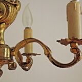 Beautiful Vintage French 4  Light Bronze Chandelier Acanthus Leaf Detail 3672