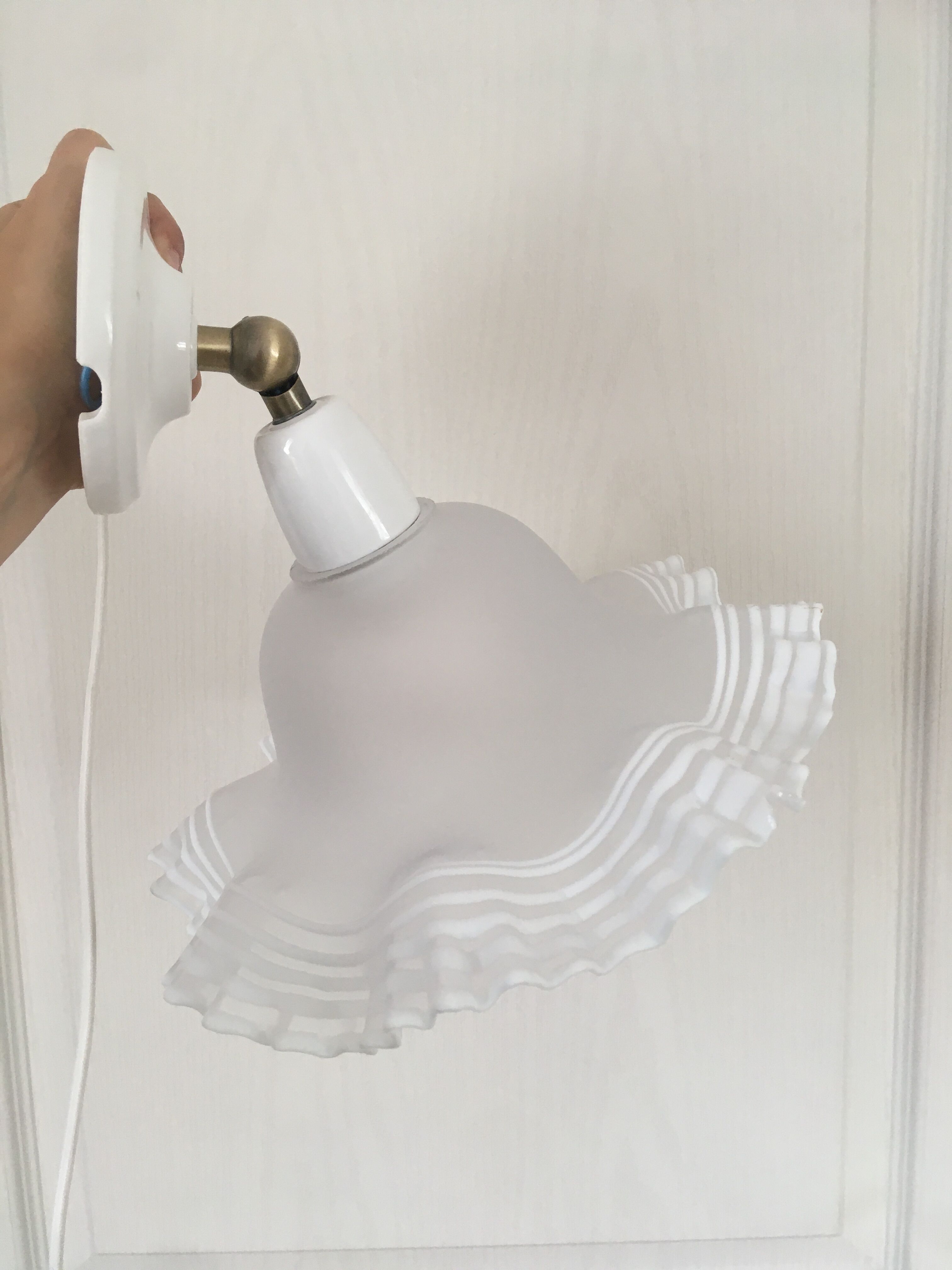 Tulip wall lamp glass collar and porcelain base
