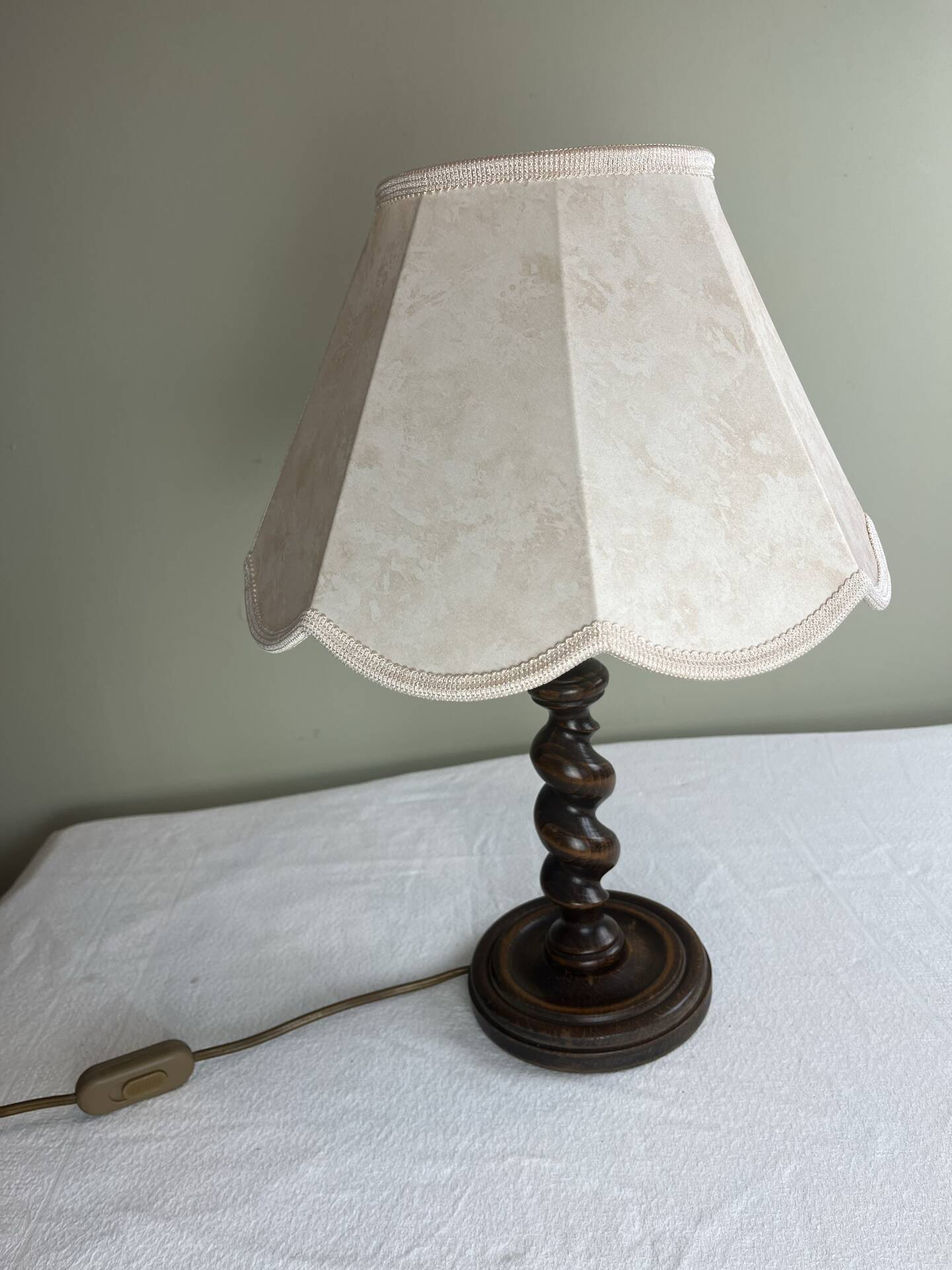 Turned wooden lamp