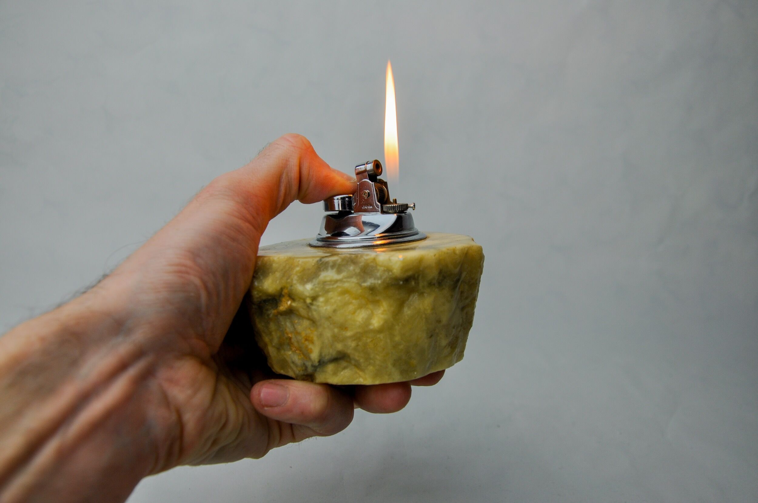 Briquet en albâtre jaune par Romano Bianchi, Italie, 1970