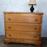 1980s wooden chest of drawers with three drawers
