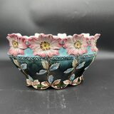 Antique, jardinière en barbotine, Art Nouveau, faïencerie DE BRUYN, signé