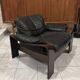 Pair of Scandinavian armchairs in leather and rosewood.