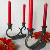 Pair of pewter candlesticks