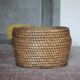 Antique basket, straw and bramble, woven basket with lid