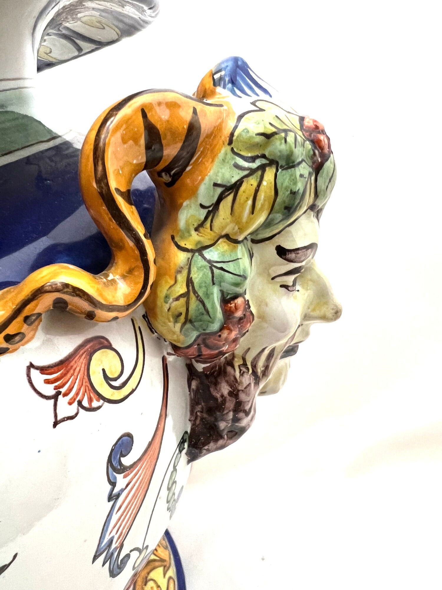Medici garden vase in faience of Nevers signed 19th century