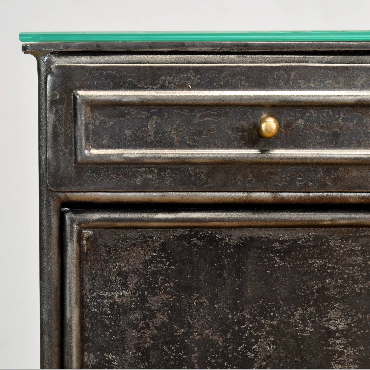 Set Iron And Glass Nightstands, 1900’s