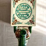 Enameled Ceramic Elephant, Plant Holder, Stool