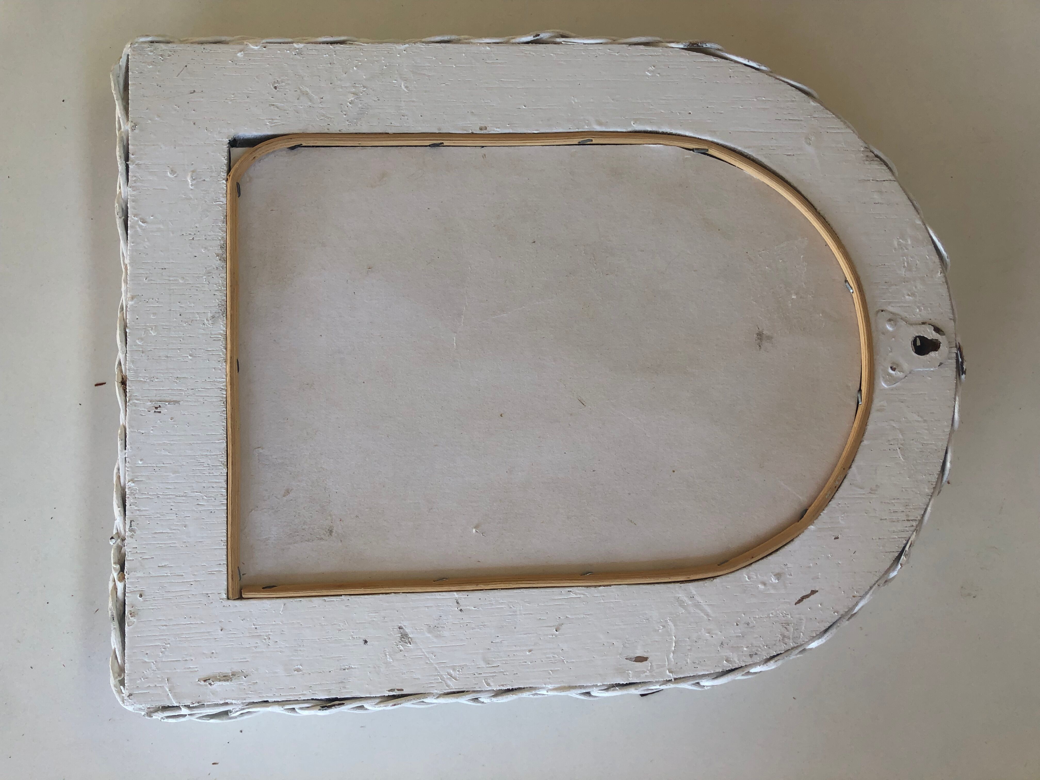 White rattan mirror